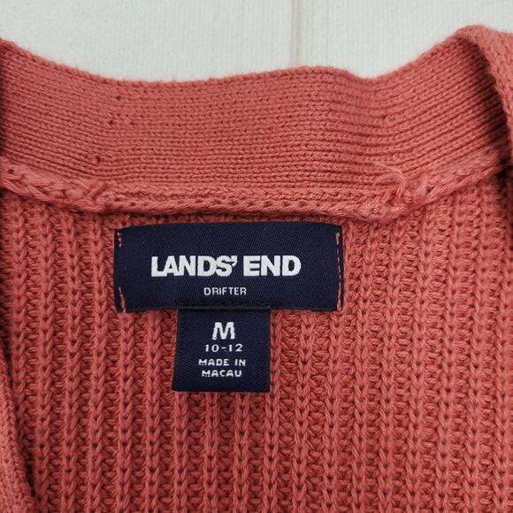 Lands End Drifter cardigan button up sweater pink coral grandpa - Picture 4 of 6